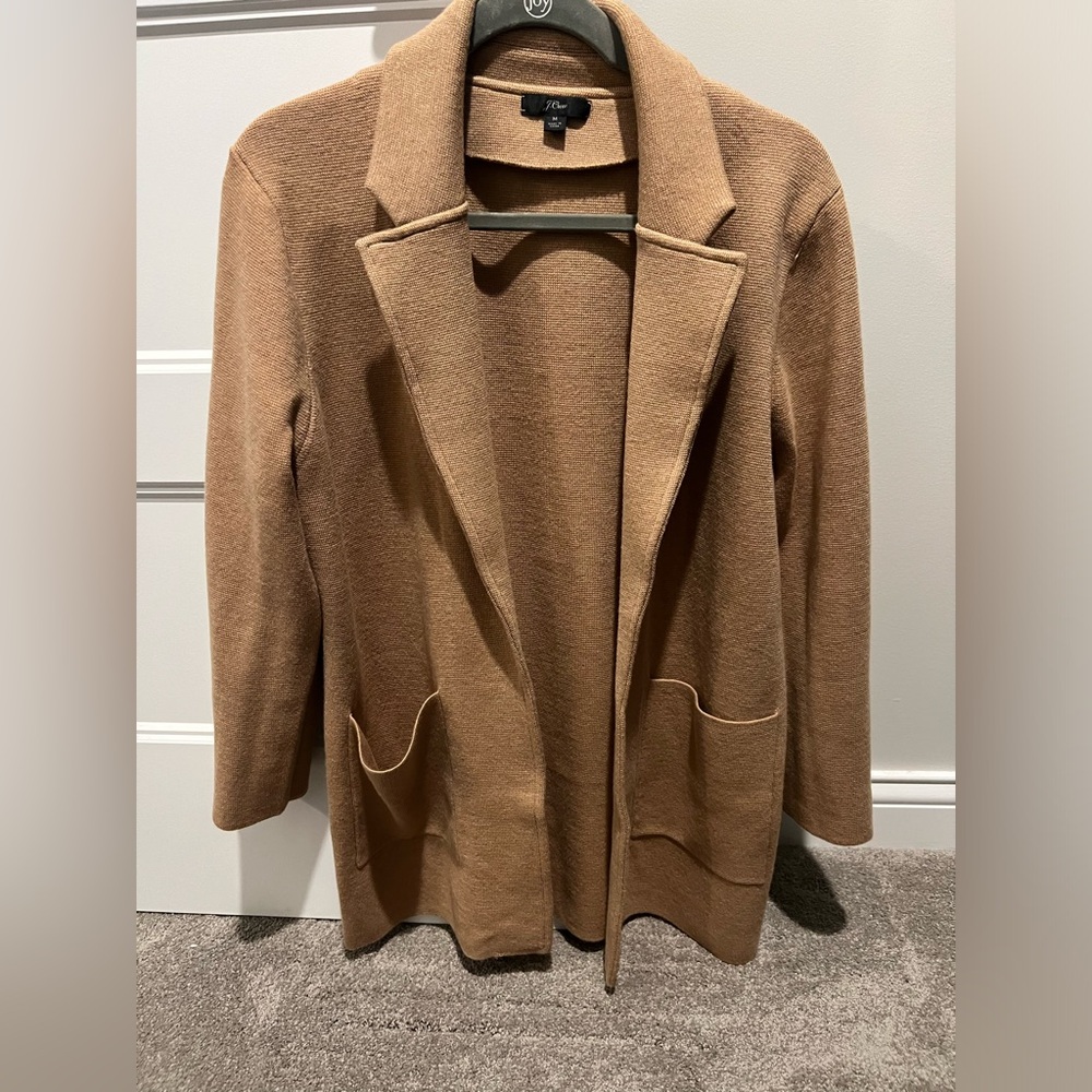 J Crew Sophie open-front sweater-blazer, Size M, Camel color